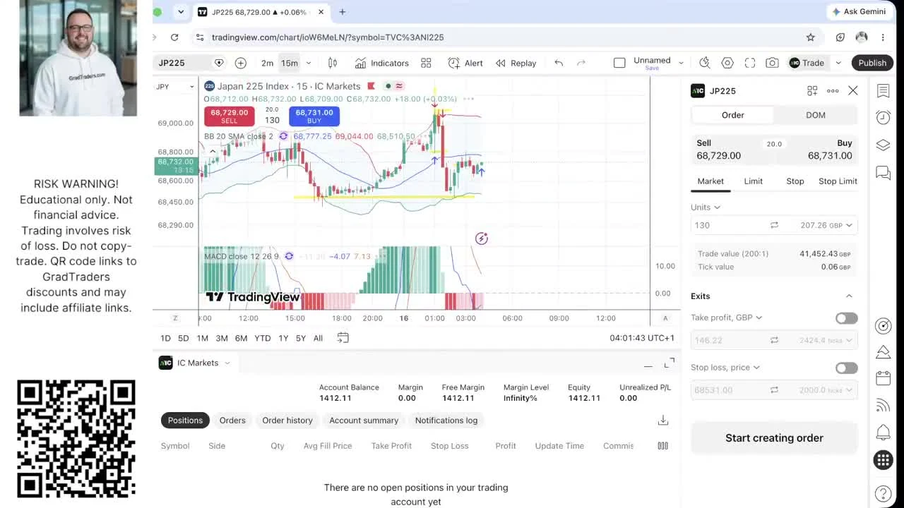 Matthew Jackson Week 10 final simulated balance of £1,412.11 with no open position